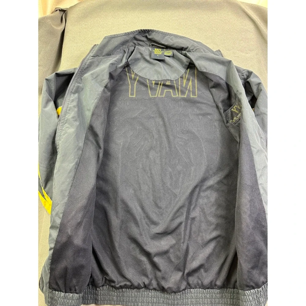 US Navy‎ Windbreaker Jacket Men's S Small Blue Yellow Forged by the Sea Full Zip